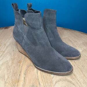 Blondo Irving Waterproof Wedge Heeled Bootie Gray Suede Women Size 10